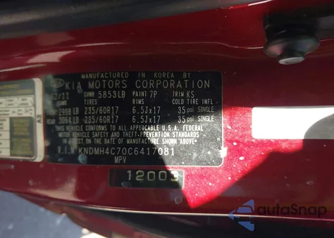 2012 Kia Sedona Ex from USA, damaged, VIN KNDMH4C70C6417081